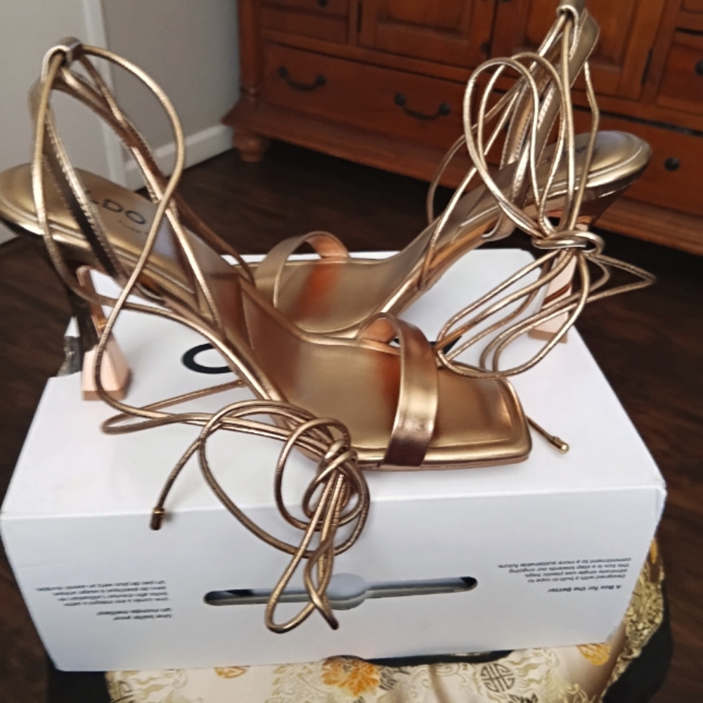 Aldo Gold Strappy Heels